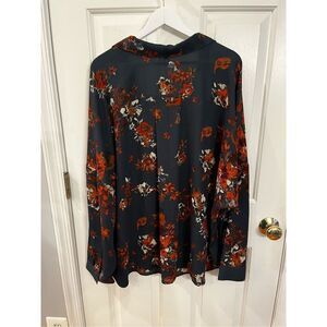 NYDJ Becky Gray & Rust Floral Belleview Blouse sz 3X NWT